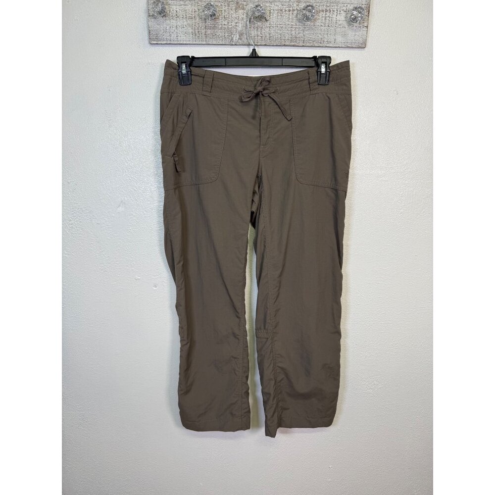 The North Face Womens Nylon Roll-Up Pants 10 Khaki Drawstring Waist Outdoor